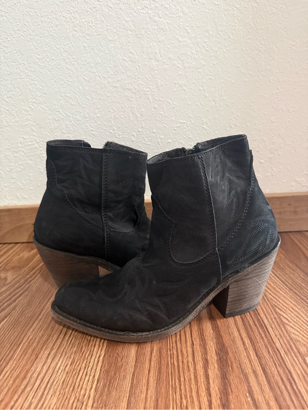 liberty Black Suede Western Ankle Booties